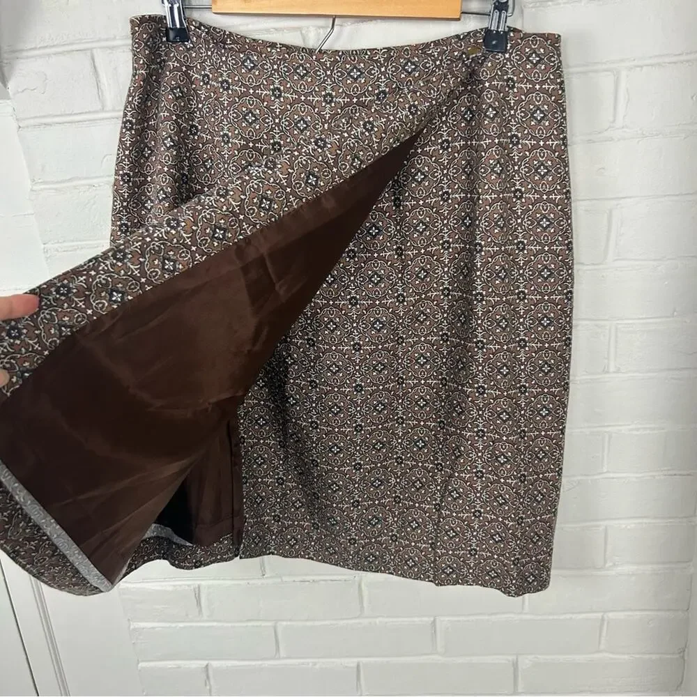 Vintage Hunt Club Brown Patterned Wrap Skirt Size 16